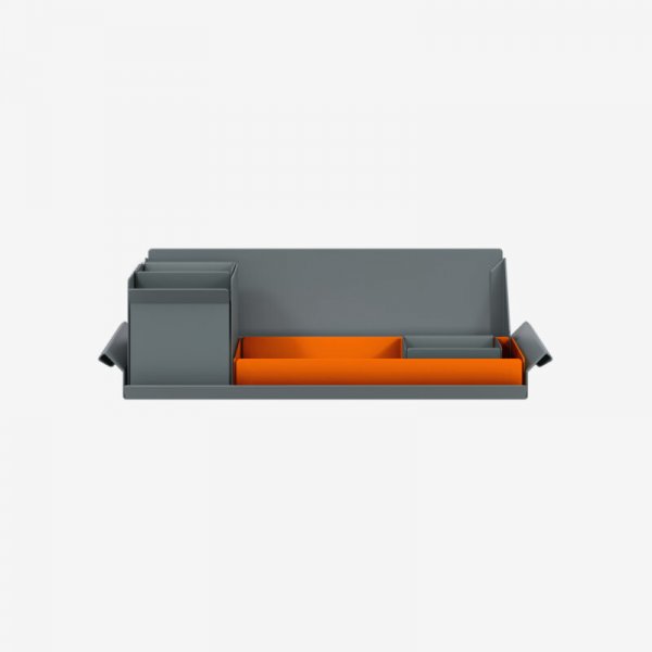 Desk Organiser | Small | Bisley Orange Large Inner Trays | Anthracite Grey Small Inner Trays | Bisley Mosaic