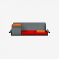 Desk Organiser | Small | Cardinal Red Large Inner Trays | Bisley Orange Small Inner Trays | Bisley Mosaic