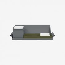 Desk Organiser | Small | Olive Green Large Inner Trays | Traffic White Small Inner Trays | Bisley Mosaic