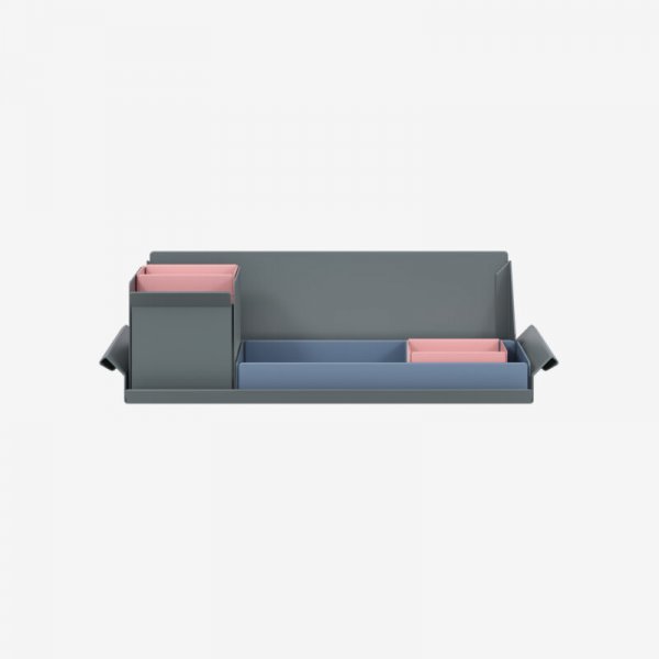 Desk Organiser | Small | Bisley Blue Large Inner Trays | Palest Pink Small Inner Trays | Bisley Mosaic