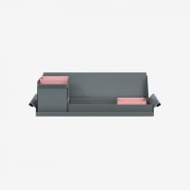 Desk Organiser | Small | Anthracite Grey Large Inner Trays | Palest Pink Small Inner Trays | Bisley Mosaic