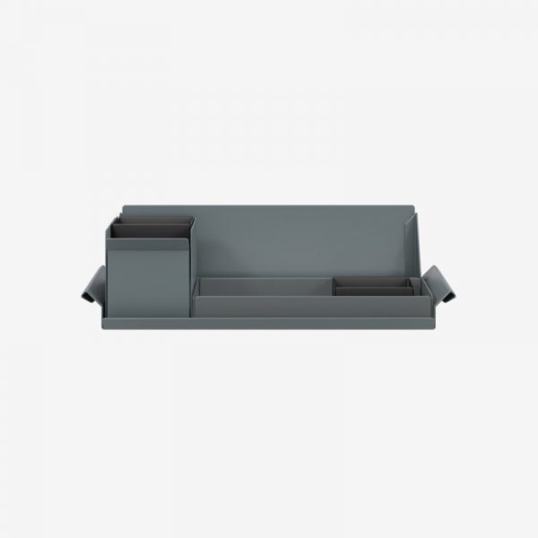 Desk Organiser | Small | Anthracite Grey Large Inner Trays | Black Small Inner Trays | Bisley Mosaic