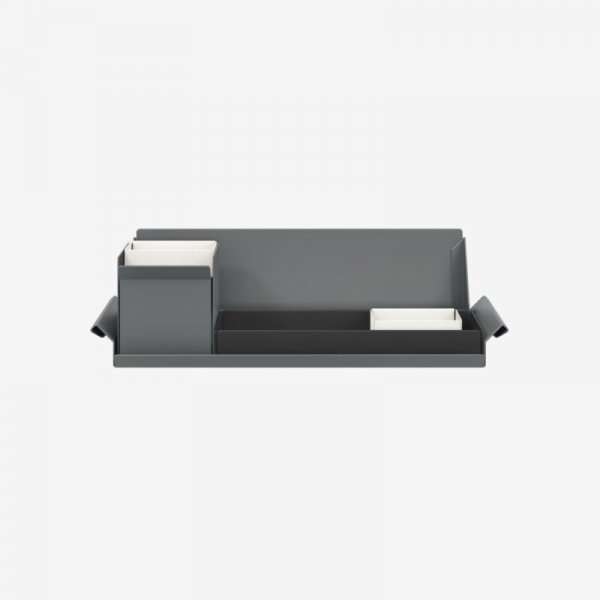 Desk Organiser | Small | Black Large Inner Trays | Chalk Small Inner Trays | Bisley Mosaic