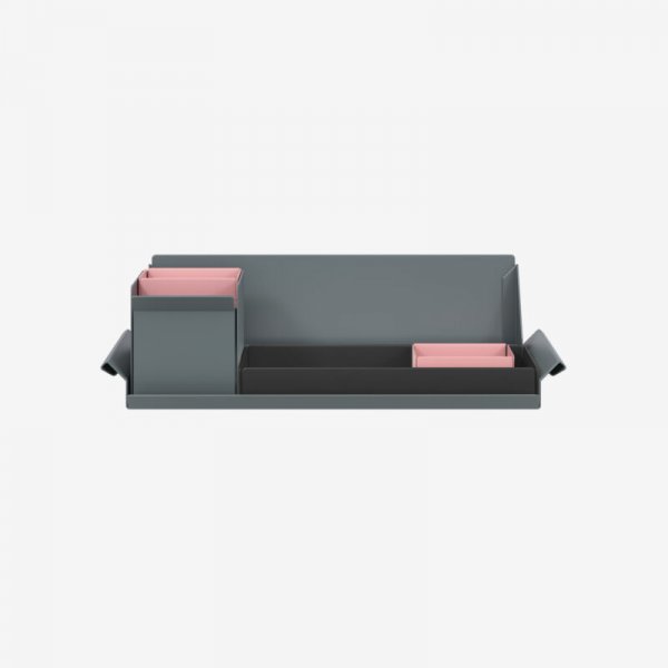 Desk Organiser | Small | Black Large Inner Trays | Palest Pink Small Inner Trays | Bisley Mosaic
