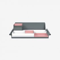 Desk Organiser | Large | Traffic White Large Inner Trays | Palest Pink Small Inner Trays | Bisley Mosaic