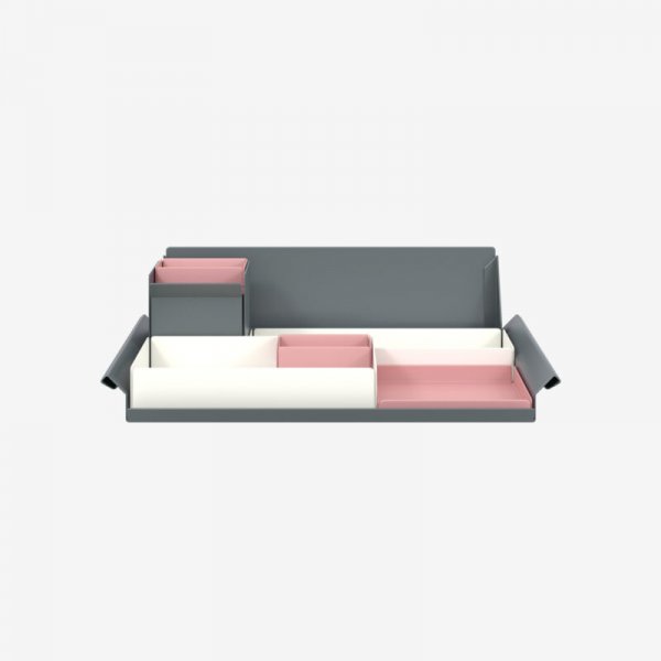 Desk Organiser | Large | Chalk Large Inner Trays | Palest Pink Small Inner Trays | Bisley Mosaic