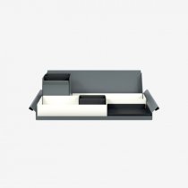 Desk Organiser | Large | Chalk Large Inner Trays | Black Small Inner Trays | Bisley Mosaic