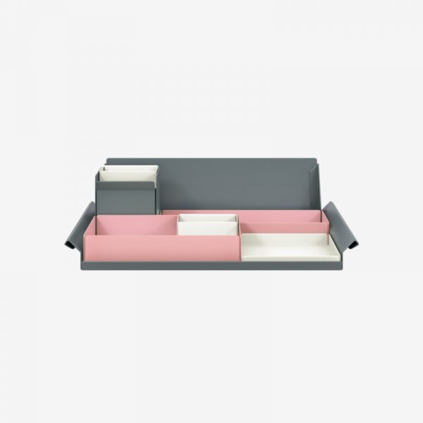 Desk Organiser | Large | Palest Pink Large Inner Trays | Chalk Small Inner Trays | Bisley Mosaic