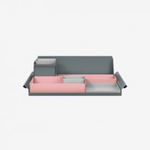 Desk Organiser | Large | Palest Pink Large Inner Trays | Goose Grey Small Inner Trays | Bisley Mosaic