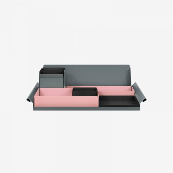 Desk Organiser | Large | Palest Pink Large Inner Trays | Black Small Inner Trays | Bisley Mosaic