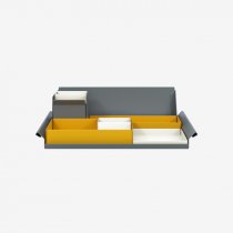 Desk Organiser | Large | Golden Sunflower Yellow Large Inner Trays | Chalk Small Inner Trays | Bisley Mosaic