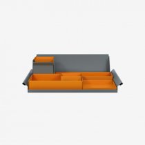 Desk Organiser | Large | Bisley Orange Large Inner Trays | Bisley Orange Small Inner Trays | Bisley Mosaic