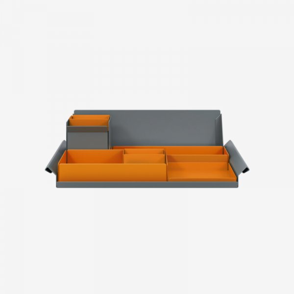 Desk Organiser | Large | Bisley Orange Large Inner Trays | Bisley Orange Small Inner Trays | Bisley Mosaic