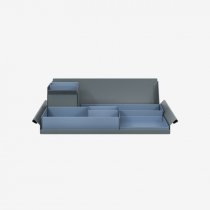Desk Organiser | Large | Bisley Blue Large Inner Trays | Bisley Blue Small Inner Trays | Bisley Mosaic