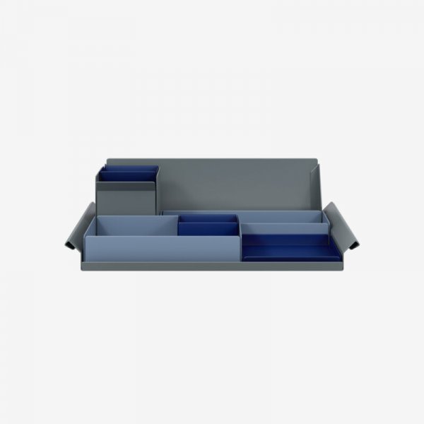 Desk Organiser | Large | Bisley Blue Large Inner Trays | Oxford Blue Small Inner Trays | Bisley Mosaic