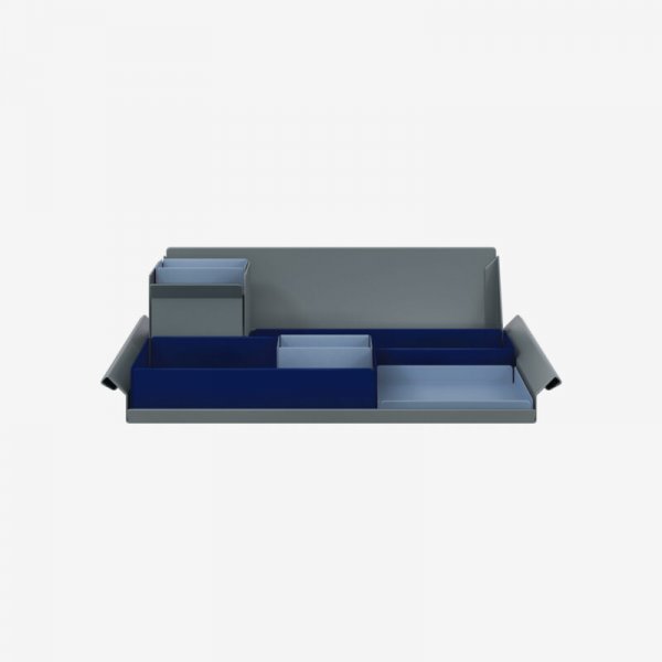 Desk Organiser | Large | Oxford Blue Large Inner Trays | Bisley Blue Small Inner Trays | Bisley Mosaic