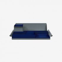 Desk Organiser | Large | Oxford Blue Large Inner Trays | Oxford Blue Small Inner Trays | Bisley Mosaic