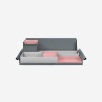 Desk Organiser | Large | Goose Grey Large Inner Trays | Palest Pink Small Inner Trays | Bisley Mosaic