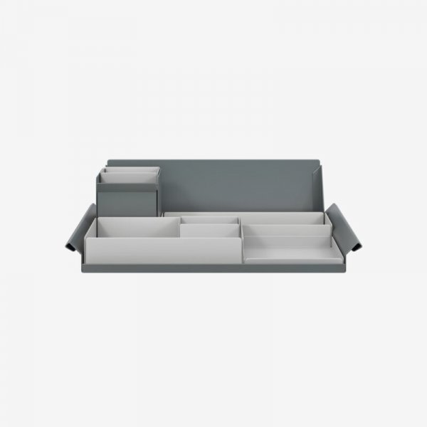 Desk Organiser | Large | Goose Grey Large Inner Trays | Goose Grey Small Inner Trays | Bisley Mosaic
