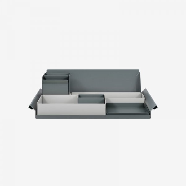 Desk Organiser | Large | Goose Grey Large Inner Trays | Anthracite Grey Small Inner Trays | Bisley Mosaic