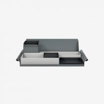 Desk Organiser | Large | Goose Grey Large Inner Trays | Black Small Inner Trays | Bisley Mosaic