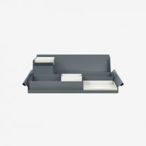 Desk Organiser | Large | Anthracite Grey Large Inner Trays | Chalk Small Inner Trays | Bisley Mosaic