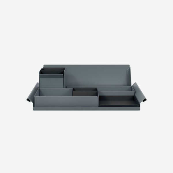 Desk Organiser | Large | Anthracite Grey Large Inner Trays | Goose Grey Small Inner Trays | Bisley Mosaic