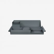 Desk Organiser | Large | Anthracite Grey Large Inner Trays | Anthracite Grey Small Inner Trays | Bisley Mosaic