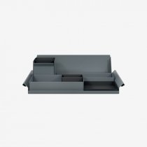 Desk Organiser | Large | Anthracite Grey Large Inner Trays | Black Small Inner Trays | Bisley Mosaic