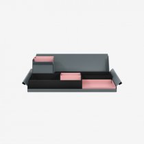 Desk Organiser | Large | Black Large Inner Trays | Palest Pink Small Inner Trays | Bisley Mosaic