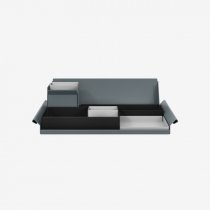 Desk Organiser | Large | Black Large Inner Trays | Goose Grey Small Inner Trays | Bisley Mosaic