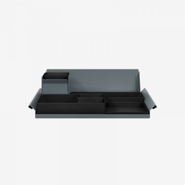 Desk Organiser | Large | Black Large Inner Trays | Black Small Inner Trays | Bisley Mosaic