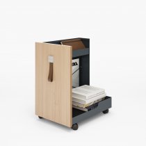 Mobile Under Desk Storage | 490 x 300mm | Oak Laminate | Traffic White | Bisley Shadow