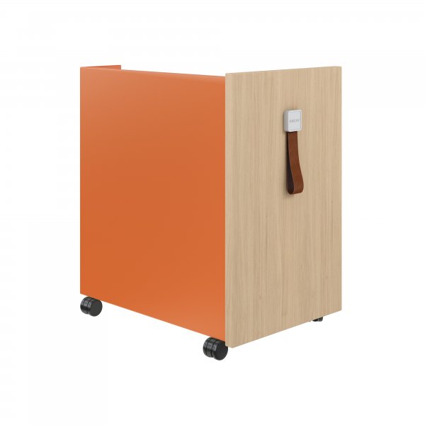 Mobile Under Desk Storage | 490 x 300mm | Oak Laminate | Bisley Orange | Bisley Shadow