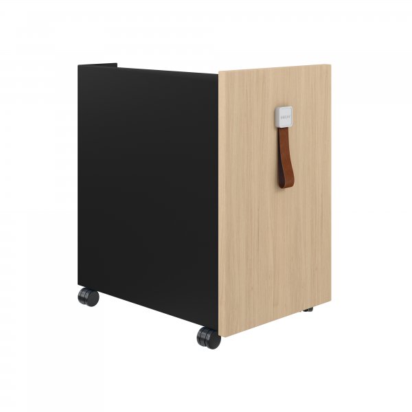 Mobile Under Desk Storage | 490 x 300mm | Oak Laminate | Black | Bisley Shadow
