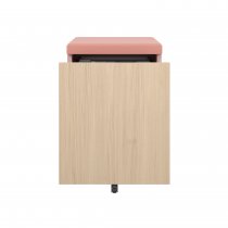 Mobile Storage with Seat Pad | 542 x 420mm | Oak Laminate | Palest Pink | Bisley Pal