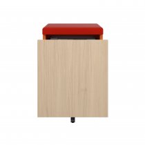 Mobile Storage with Seat Pad | 542 x 420mm | Oak Laminate | Bisley Orange | Bisley Pal