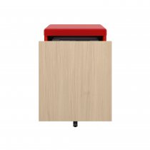 Mobile Storage with Seat Pad | 542 x 420mm | Oak Laminate | Cardinal Red | Bisley Pal
