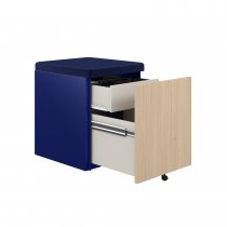 Mobile Storage with Seat Pad | 542 x 420mm | Oak Laminate | Oxford Blue | Bisley Pal