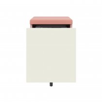 Mobile Storage with Seat Pad | 542 x 420mm | White Laminate | Palest Pink| Bisley Pal