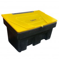 Large Stacking Grit Bin | 350 Litre | Bin Only | Hasp & Staple Lock | Recycled Black | Yellow Lid