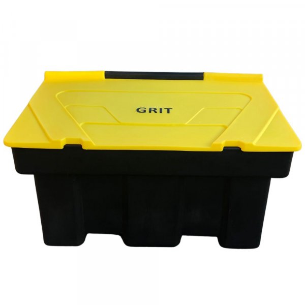 Large Stacking Grit Bin | 350 Litre | 350kg White Salt | Hasp & Staple Lock | Recycled Black | Yellow Lid