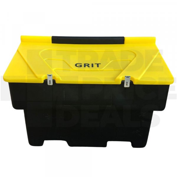 Large Stacking Grit Bin | 200 Litre | Bin Only | Hasp & Staple Lock | Recycled Black | Yellow Lid
