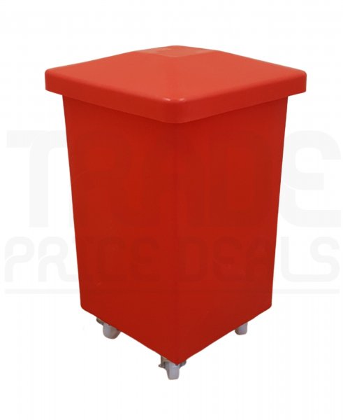 Mobile Tapered Truck | Red | Loose Fitting Lid | Food Approved Polyethylene | 118 Ltr | 465 x 465 x 770mm
