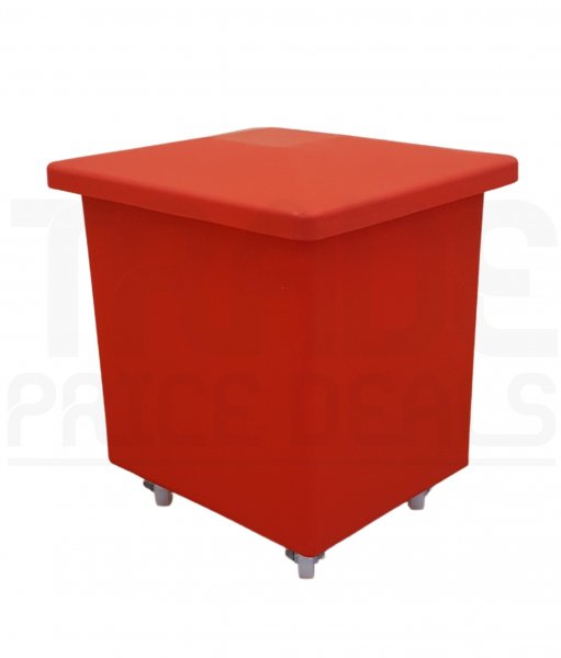 Mobile Tapered Truck | Red | Loose Fitting Lid | Food Approved Polyethylene | 135 Ltr | 615 x 525 x 685mm