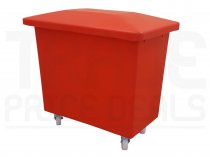 Mobile Tapered Truck | Red | Loose Fitting Lid | Food Approved Polyethylene | 200 Ltr | 830 x 455 x 760mm