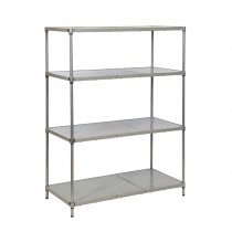 Hygienic Shelving | 1625h x 610w x 460d mm | 4 Solid Shelves | 360kg Max Weight per Shelf | Eclipse® Plastic Plus
