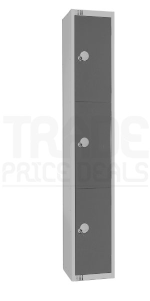 Standard Locker | 3 Doors | 1800 x 300 x 300mm | Dark Grey