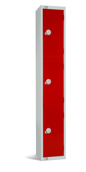 Standard Locker | 3 Doors | 1800 x 300 x 300mm | Red