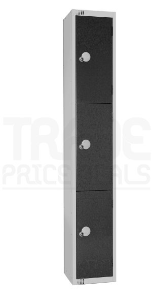 Standard Locker | 3 Doors | 1800 x 300 x 300mm | Black